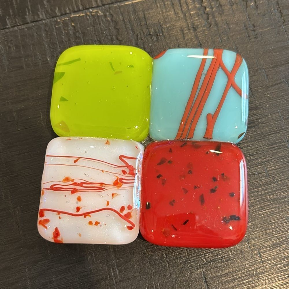 Signed Fused Glass Ring Colorful Dish Trinket